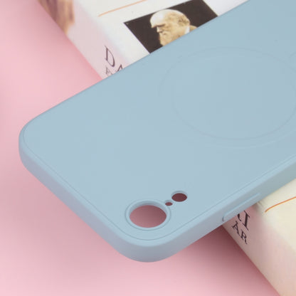 For iPhone XR Liquid Silicone Full Coverage Shockproof Magsafe Phone Case(Light Blue) by buy2fix