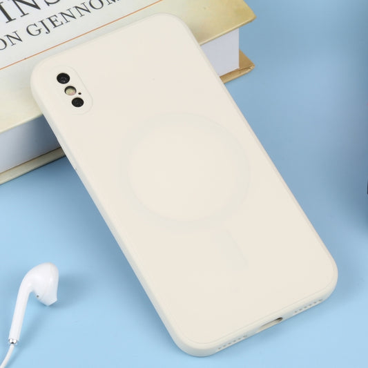 For iPhone XS Max Liquid Silicone Full Coverage Shockproof Magsafe Phone Case(White) by buy2fix