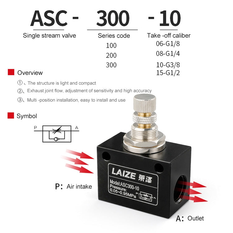 LAIZE Pneumatic Speed Regulating One-way Throttle Valve, Specification:ASC100-06 DN06mm -  by LAIZE | Online Shopping UK | buy2fix