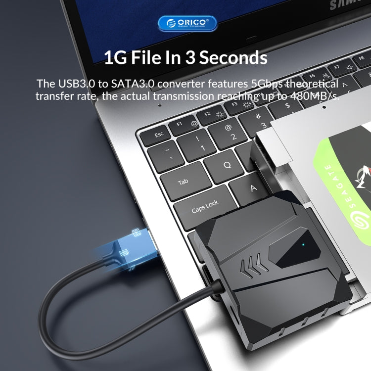 ORICO UTS2 USB 3.0 2.5-inch SATA HDD Adapter with 12V 2A Power Adapter, Cable Length:1m(US Plug) - USB to IDE / SATA by ORICO | Online Shopping UK | buy2fix