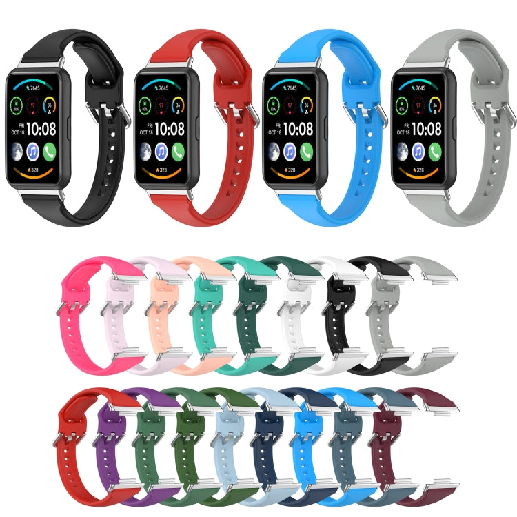 For Huawei Watch Fit 2 Small Waist Silicone Watch Band, Size:S(Dark Purple) by buy2fix