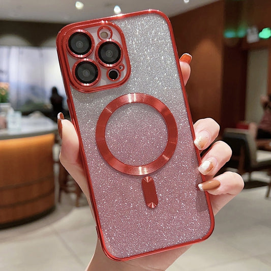 For iPhone 11 Electroplating Magsafe Gradient Glitter Powder Phone Case(Red) - iPhone 11 Cases by buy2fix | Online Shopping UK | buy2fix