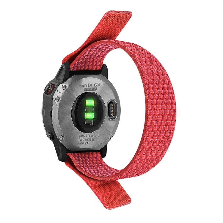 For Garmin Fenix 7 Hook And Loop Fastener Nylon Watch Band(Red) - Watch Bands by buy2fix | Online Shopping UK | buy2fix