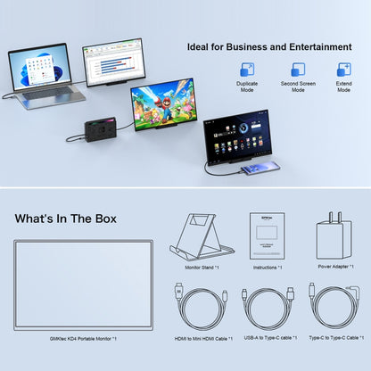 GMK KD4 14 inch HDR 1080P IPS Screen Portable Monitor(EU Plug) - LCD Monitors by GMKtec | Online Shopping UK | buy2fix