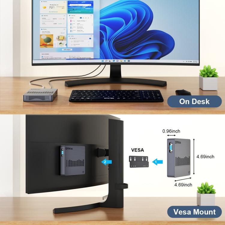 GMK KB8 Windows 11 Home Mini PC, 6GB+128GB, Intel Gemini Lake N4100 Quad Core, Support WiFi & BT(EU Plug) - Windows Mini PCs by GMKtec | Online Shopping UK | buy2fix