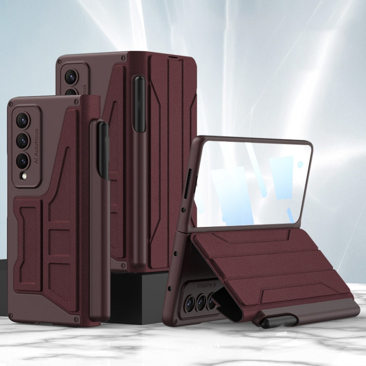 For Samsung Galaxy Z Fold4 GKK Integrated Flip Phone Case with Detachable Pen Holder(Wine Red) - Galaxy Z Fold4 5G Cases by GKK | Online Shopping UK | buy2fix