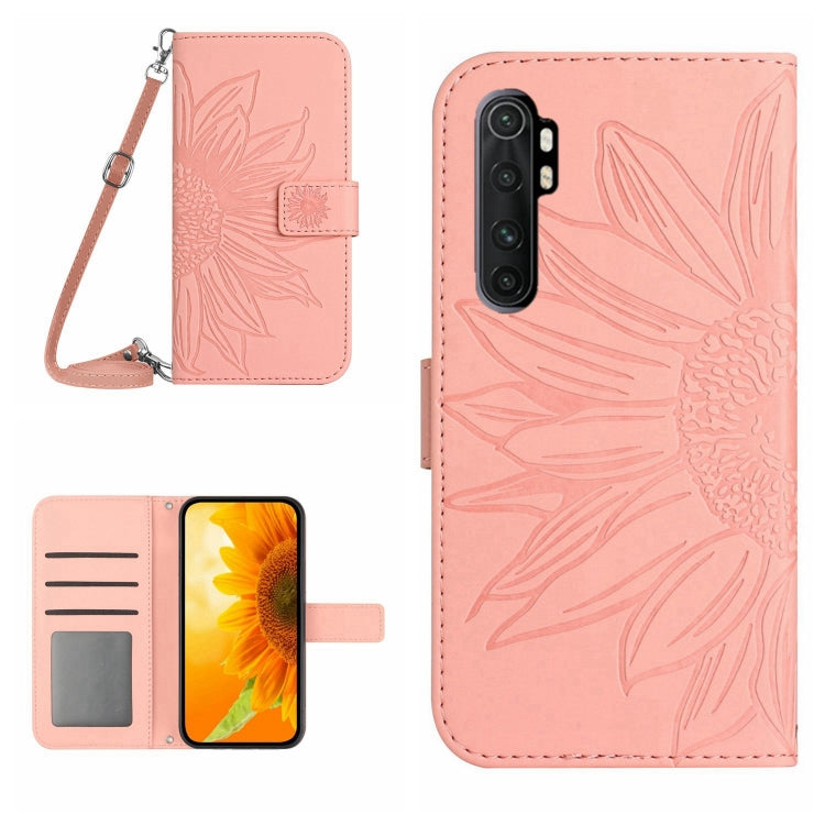 For Xiaomi Redmi Mi Note 10 Lite Skin Feel Sun Flower Pattern Flip Leather Phone Case with Lanyard(Pink) by buy2fix