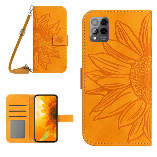 For T-Mobile Revvl 6 Pro 5G Skin Feel Sun Flower Pattern Flip Leather Phone Case with Lanyard(Yellow) by buy2fix