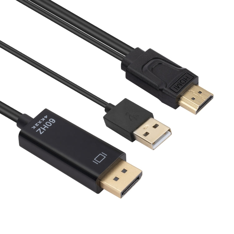 HDMI to USB+DisplayPort Adapter Cable with Power Supply, Length: 1.8m(Black) -  by buy2fix | Online Shopping UK | buy2fix