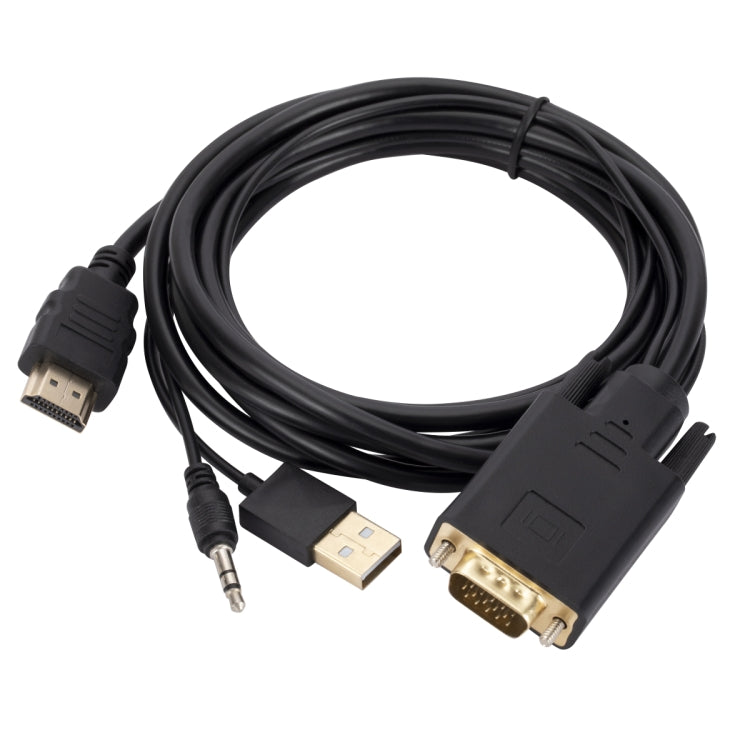 VGA to HDMI Adapter Cable with Audio Band Power Supply, Length: 1.8m(Black) - Cable by buy2fix | Online Shopping UK | buy2fix