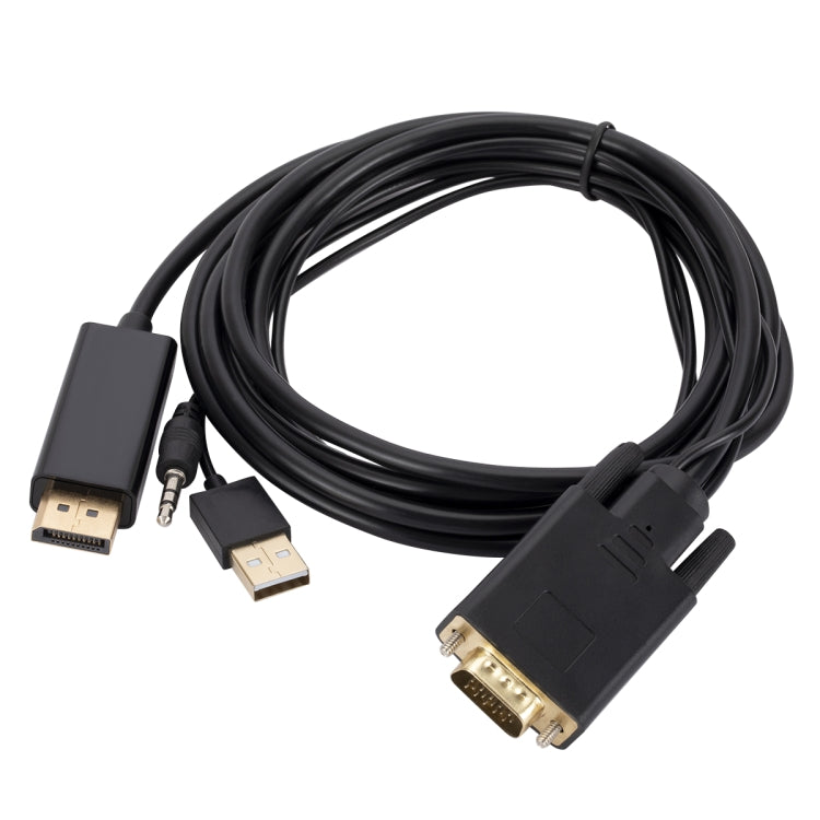 VGA to DisplayPort Adapter Cable with Audio Band Power Supply, Length: 1.8m(Black) -  by buy2fix | Online Shopping UK | buy2fix