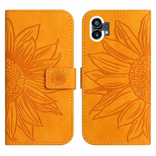 For Nothing Phone 1 Skin Feel Sun Flower Pattern Flip Leather Phone Case with Lanyard(Yellow) by buy2fix