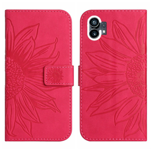 For Nothing Phone 1 Skin Feel Sun Flower Pattern Flip Leather Phone Case with Lanyard(Rose Red) by buy2fix
