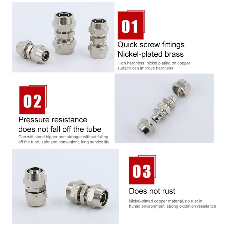 PM-10 LAIZE 10pcs Nickel Plated Copper Straight Pneumatic Quick Connector -  by LAIZE | Online Shopping UK | buy2fix