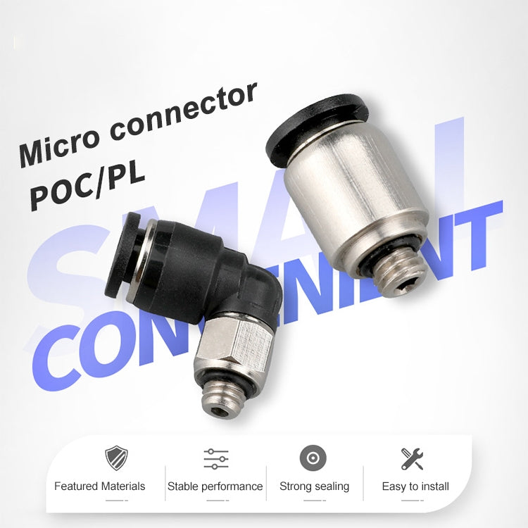 POC4-M3C LAIZE 2pcs Nickel Plated Copper Mini Pneumatic Quick Connector by LAIZE