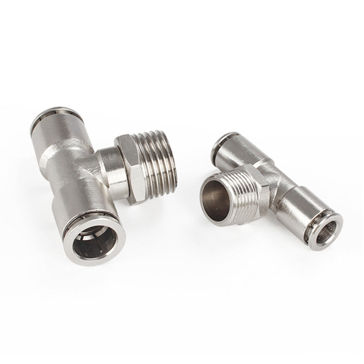 PB4-01 LAIZE Nickel Plated Copper Male Tee Branch Pneumatic Quick Connector -  by LAIZE | Online Shopping UK | buy2fix