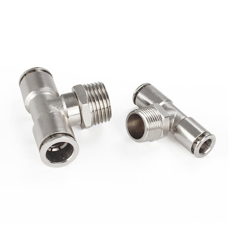 PB6-01 LAIZE Nickel Plated Copper Male Tee Branch Pneumatic Quick Connector -  by LAIZE | Online Shopping UK | buy2fix