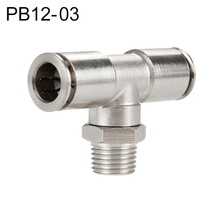 PB12-03 LAIZE Nickel Plated Copper Male Tee Branch Pneumatic Quick Connector -  by LAIZE | Online Shopping UK | buy2fix