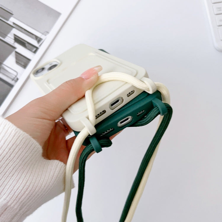 For iPhone 12 Pro Max Crossbody Lanyard Elastic Silicone Card Holder Phone Case(Brown) by buy2fix