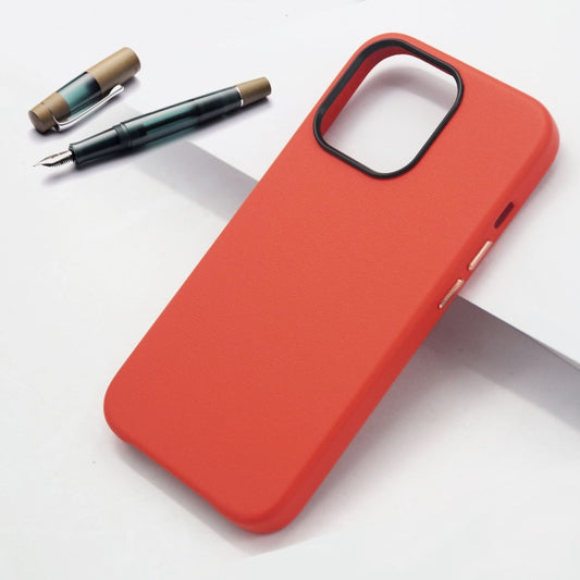 For iPhone 14 Plus Lamb Grain PU Back Cover Phone Case(Red) by buy2fix