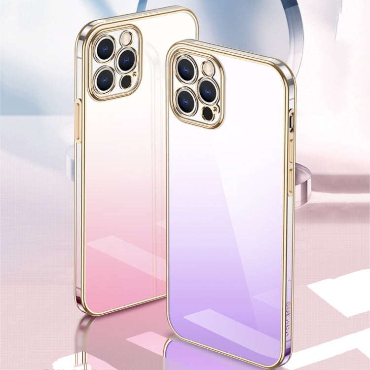 For iPhone 14 Plus SULADA Iridescence Series Plating Transparent Gradient Phone Case(Gold) - iPhone 14 Plus Cases by SULADA | Online Shopping UK | buy2fix