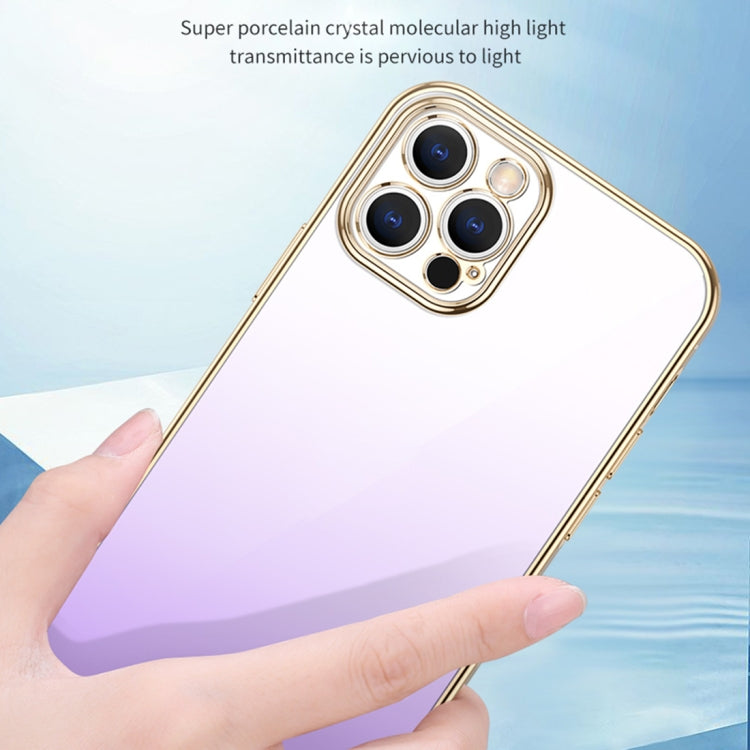 For iPhone 14 Plus SULADA Iridescence Series Plating Transparent Gradient Phone Case(Gold) - iPhone 14 Plus Cases by SULADA | Online Shopping UK | buy2fix