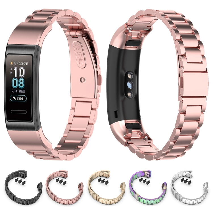 For Huawei Band 4 Pro (TER-B29S) / Band 3 Pro (TER-B29) / Band 3 (TER-B09) Three Beads Steel Wrist Strap Watchband(Colorful) - Smart Wear by buy2fix | Online Shopping UK | buy2fix