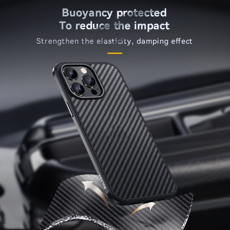 For iPhone 14 SULADA Carbon Fiber Textured Shockproof Metal + TPU Frame Case(Black) - iPhone 14 Cases by SULADA | Online Shopping UK | buy2fix