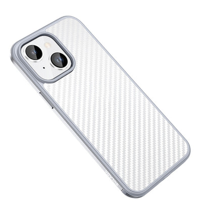 For iPhone 14 Plus SULADA Carbon Fiber Textured Shockproof Metal + TPU Frame Case(Silver) - iPhone 14 Plus Cases by SULADA | Online Shopping UK | buy2fix