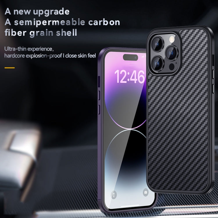 For iPhone 14 Plus SULADA Carbon Fiber Textured Shockproof Metal + TPU Frame Case(Black) - iPhone 14 Plus Cases by SULADA | Online Shopping UK | buy2fix