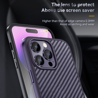 For iPhone 14 Plus SULADA Carbon Fiber Textured Shockproof Metal + TPU Frame Case(Silver) - iPhone 14 Plus Cases by SULADA | Online Shopping UK | buy2fix