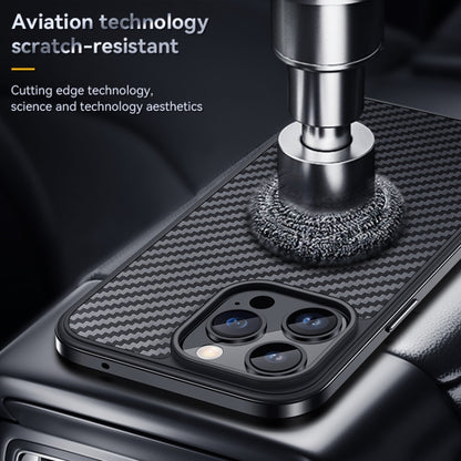 For iPhone 14 Pro SULADA Carbon Fiber Textured Shockproof Metal + TPU Frame Case(Silver) - iPhone 14 Pro Cases by SULADA | Online Shopping UK | buy2fix