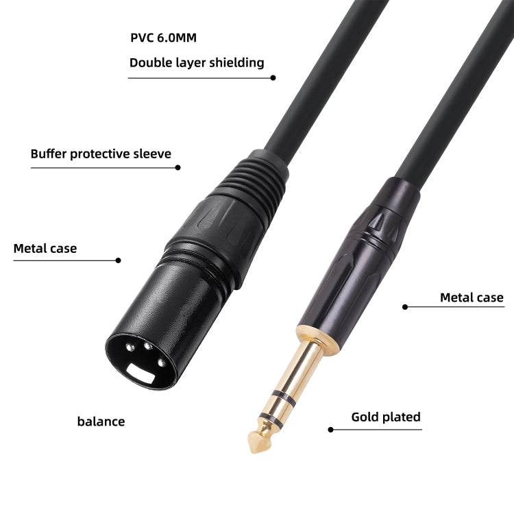 TC145BK19 6.35mm 1/4 inch TRS Male to XLR 3pin Male Audio Cable, Length:1.8m by buy2fix