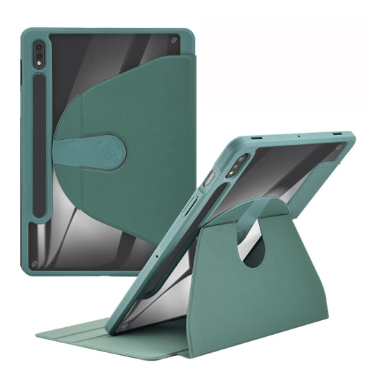 For Samsung Galaxy Tab S8 Ultra Acrylic 360 Degree Rotation Holder Tablet Leather Case(Emerald Green) - Galaxy Tab S8 Ultra Cases by buy2fix | Online Shopping UK | buy2fix