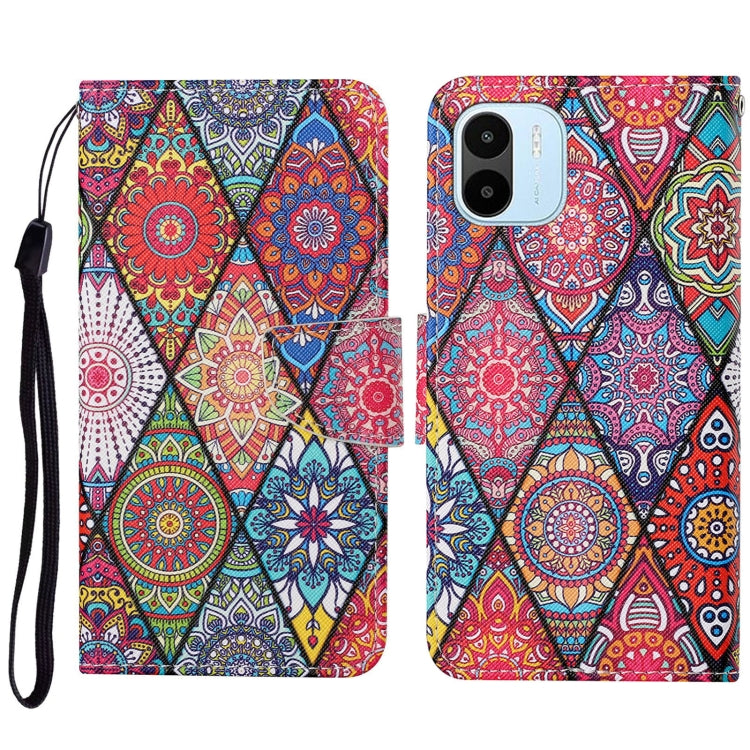 For Xiaomi Redmi A1 Colored Drawing Pattern Leather Phone Case(Diamond Totem) - Xiaomi Cases by buy2fix | Online Shopping UK | buy2fix