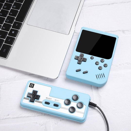 MK800 Doubles 3.0 inch Macaron Mini Handheld Game Console Built-in 800 Games(Blue)