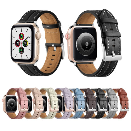 Fluted Leather Strap For Apple Watch Series 8&7 41mm / SE 2&6&SE&5&4 40mm / 3&2&1 38mm(Purple) by buy2fix