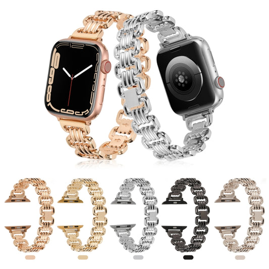 U-chain Metal Watch Band For Apple Watch Ultra 49mm&Watch Ultra 2 49mm / Series 9&8&7 45mm / SE 3&SE 2&6&SE&5&4 44mm / 3&2&1 42mm(Rose Gold) by buy2fix