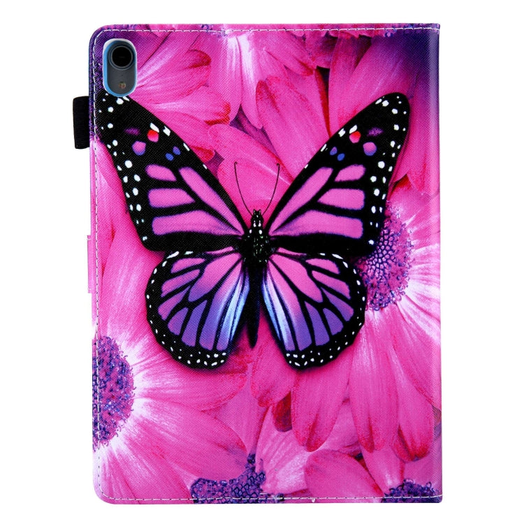 For iPad 2025 / 2022 Colored Drawing Leather Smart Tablet Case(Red Flower Blue Butterfly) by buy2fix