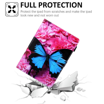 For iPad 2025 / 2022 Colored Drawing Leather Smart Tablet Case(Red Flower Blue Butterfly) by buy2fix