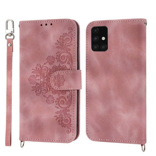 For Nothing Phone 1 Skin-feel Flowers Embossed Wallet Leather Phone Case(Pink) by buy2fix
