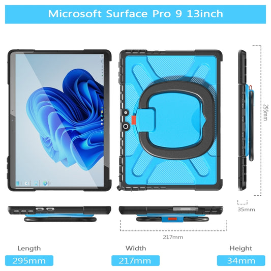 For MicroSoft Surface Pro 9 / 10 / 11 Handle Rotatable Kickstand Shockproof Tablet Case(Blue) by buy2fix