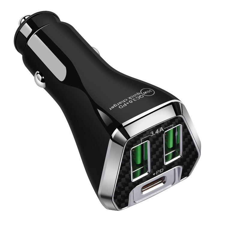 ACC-320PD 35W Dual USB+USB-C/Type-C Fast Charge Car Charger(Black) - In Car by buy2fix | Online Shopping UK | buy2fix