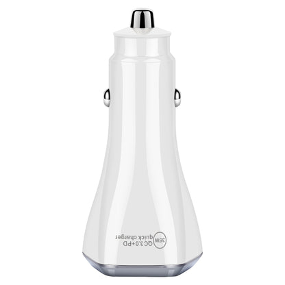 ACC-320PD 35W Dual USB+USB-C/Type-C Fast Charge Car Charger(White) - In Car by buy2fix | Online Shopping UK | buy2fix