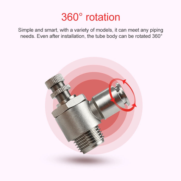 SL4-02 LAIZE Nickel Plated Copper Male Thread Throttle Valve Pneumatic Connector -  by LAIZE | Online Shopping UK | buy2fix