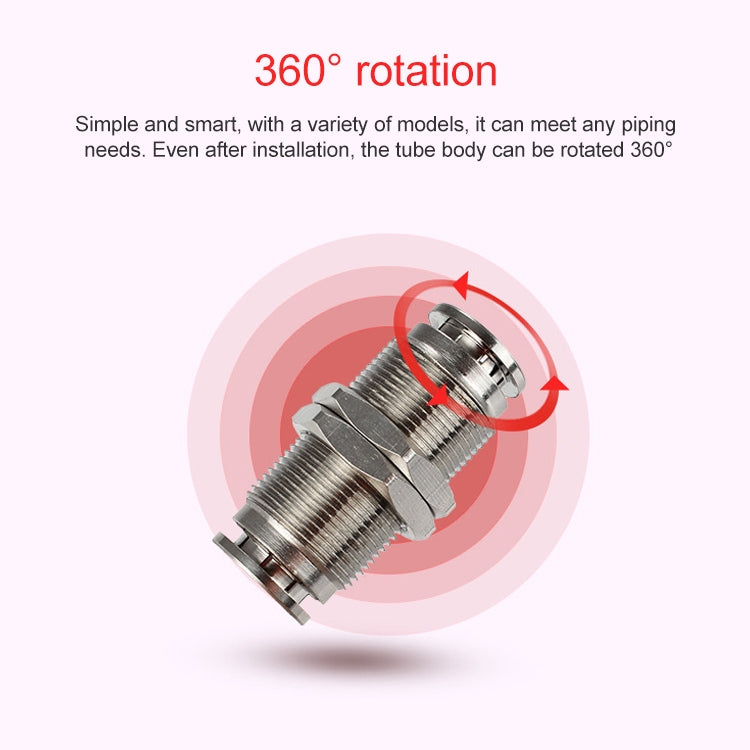 PM-8 LAIZE Nickel Plated Copper Bulkhead Straight Pneumatic Quick Connector -  by LAIZE | Online Shopping UK | buy2fix