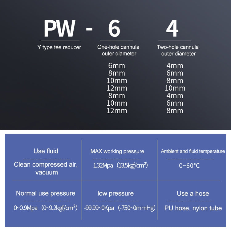 PW10-8 LAIZE 10pcs Plastic Y-type Tee Reducing Pneumatic Quick Fitting Connector -  by LAIZE | Online Shopping UK | buy2fix