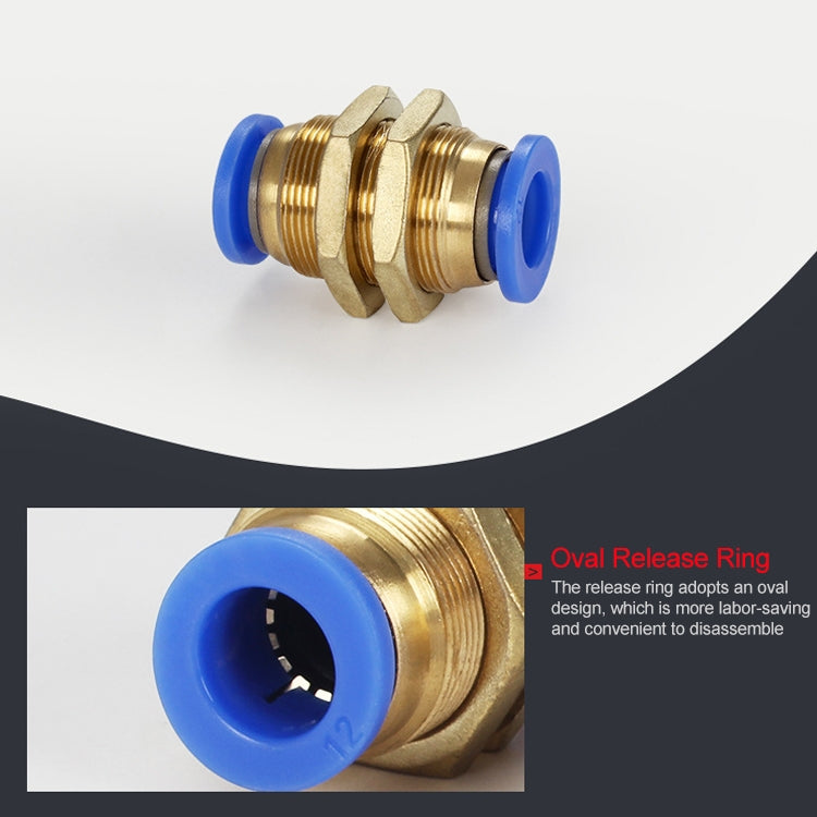 PM-8 LAIZE 2pcsPM Bulkhead Straight Pneumatic Quick Connector by LAIZE
