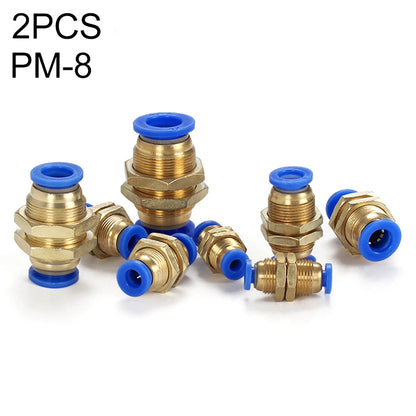 PM-8 LAIZE 2pcsPM Bulkhead Straight Pneumatic Quick Connector by LAIZE