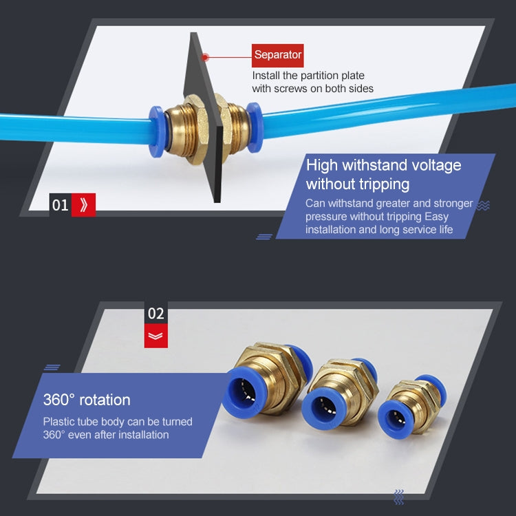 PM-10 LAIZE PM Bulkhead Straight Pneumatic Quick Connector -  by LAIZE | Online Shopping UK | buy2fix